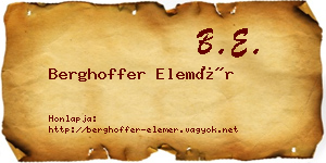 Berghoffer Elemér névjegykártya