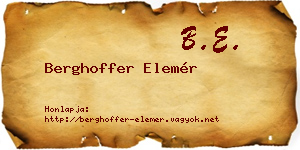Berghoffer Elemér névjegykártya