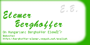 elemer berghoffer business card